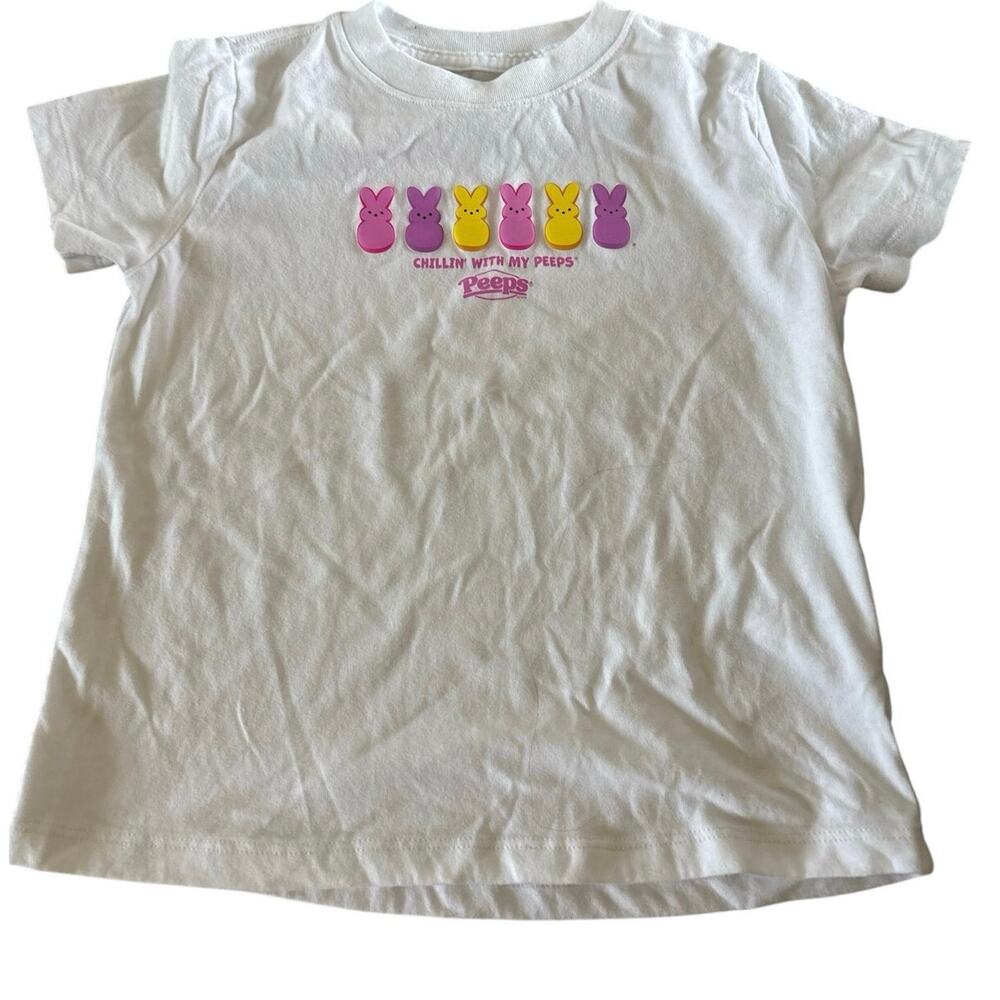 Abercrombie Kids Peeps Graphic T-Shirt Girls Size 7/8 White Easter Bunny Tee